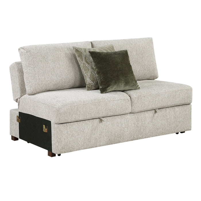 Isla 3-Piece Sectional with Reversible Chaise, Pull-out Bed, Hidden Storage and Ottoman, Click Motion Back (8548*4VC2ACLAOT)