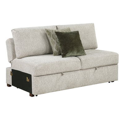 Isla 3-Piece Sectional with Reversible Chaise, Pull-out Bed, Hidden Storage and Ottoman, Click Motion Back (8548*4VC2ACLAOT)