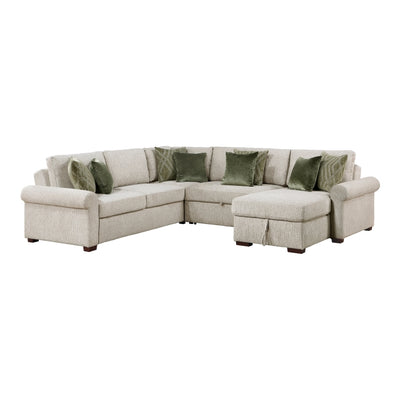 8548*5SC15ACLA4 4-Piece Sectional with Reversible Chaise, Pull-out Bed, Hidden Storage and Click Motion Back