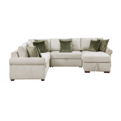 8548*5SC15ACLA4 4-Piece Sectional with Reversible Chaise, Pull-out Bed, Hidden Storage and Click Motion Back