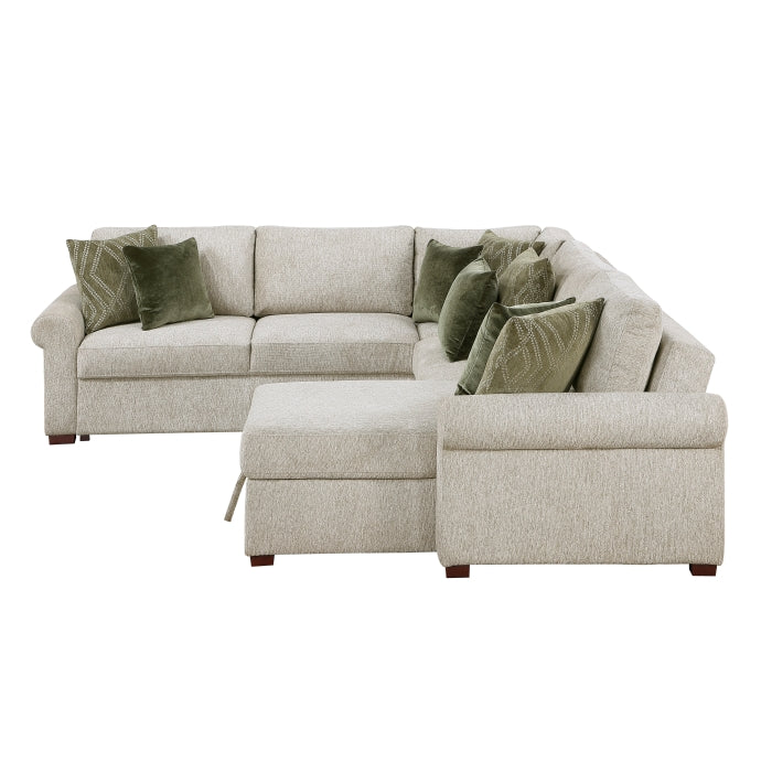 8548*5SC15ACLA4 4-Piece Sectional with Reversible Chaise, Pull-out Bed, Hidden Storage and Click Motion Back