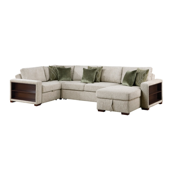 8548*5SCACCLA2 4-Piece Sectional with Reversible Chaise, Pull-out Bed, Hidden Storage and Click Motion Back