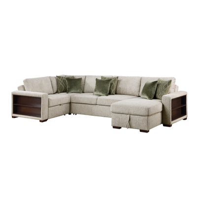 8548*5SCACCLA2 4-Piece Sectional with Reversible Chaise, Pull-out Bed, Hidden Storage and Click Motion Back