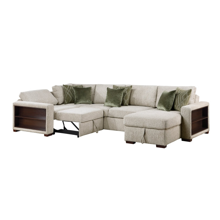 8548*5SCACCLA2 4-Piece Sectional with Reversible Chaise, Pull-out Bed, Hidden Storage and Click Motion Back