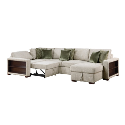 8548*5SCACCLA2 4-Piece Sectional with Reversible Chaise, Pull-out Bed, Hidden Storage and Click Motion Back