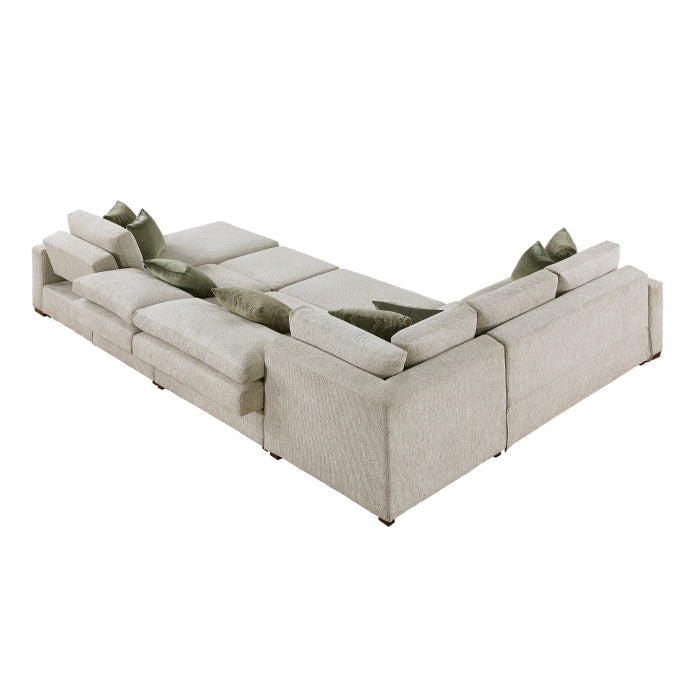 8548*6SC15ACLA2 5-Piece Sectional with Reversible Chaise, Pull-out Bed, Hidden Storage and Click Motion Back