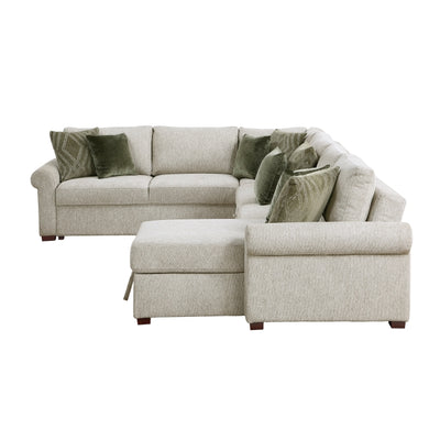 8548*6SC15ACLA4 5-Piece Sectional with Reversible Chaise, Pull-out Bed, Hidden Storage and Click Motion Back