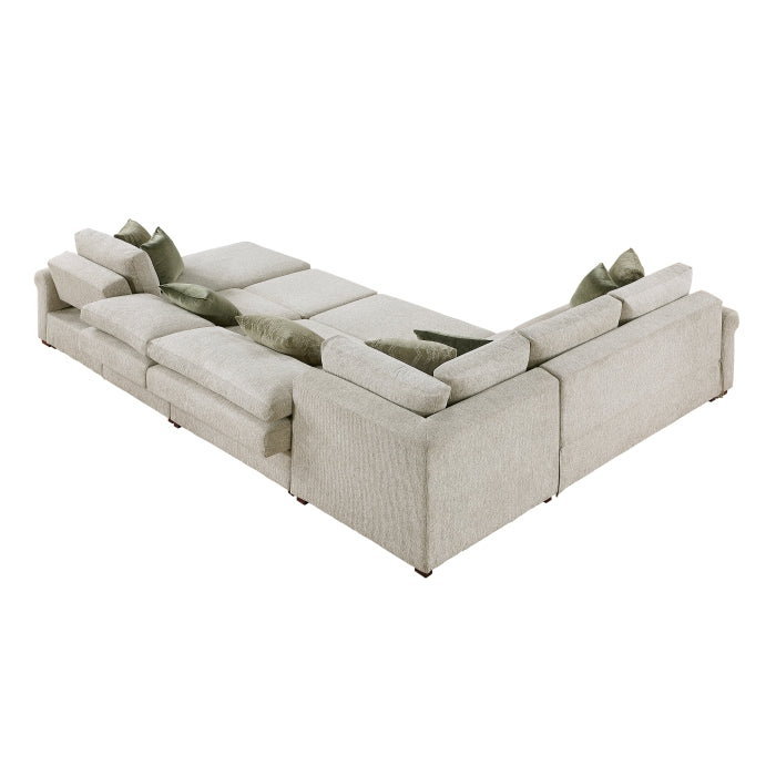 8548*6SC15ACLA4 5-Piece Sectional with Reversible Chaise, Pull-out Bed, Hidden Storage and Click Motion Back