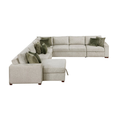 8548*6SCACCLA 5-Piece Sectional with Reversible Chaise, Pull-out Bed, Hidden Storage and Click Motion Back