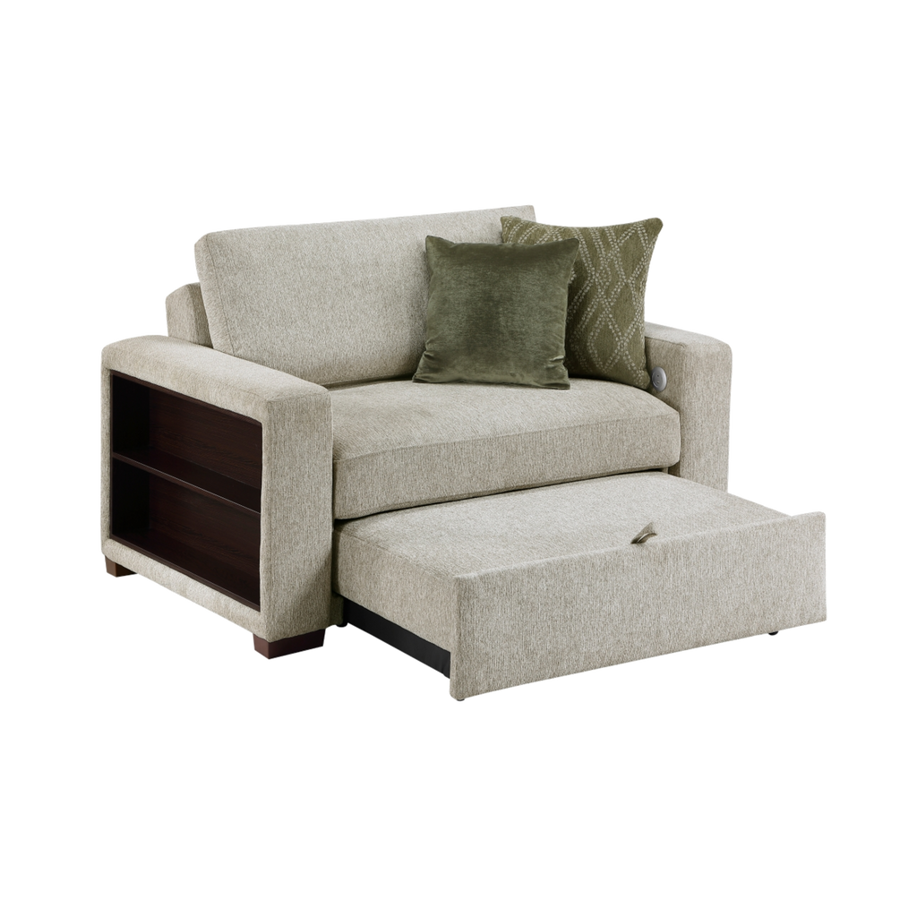 8548-215ACLA2 convertible chair and a half sleeper conversion view, transparent background