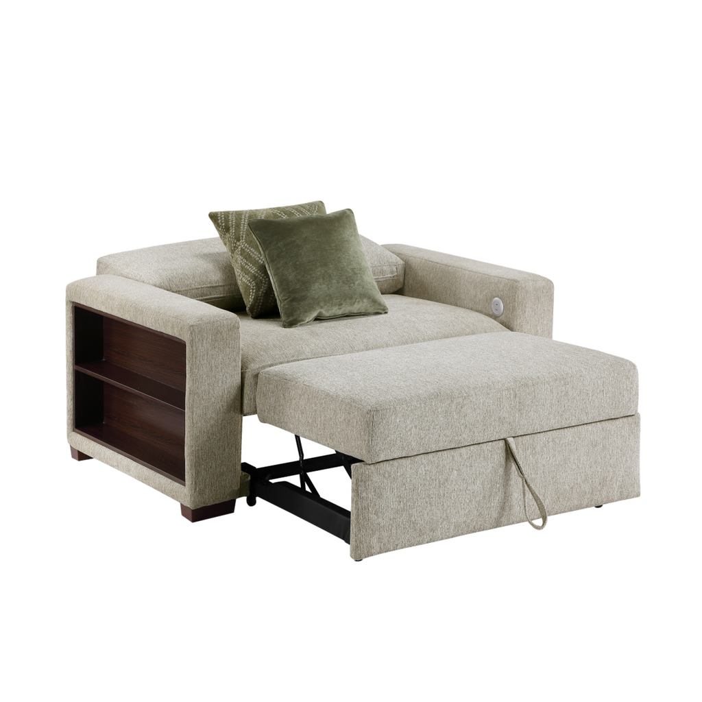 8548-215ACLA2 convertible chair and a half sleeper open view, transparent background