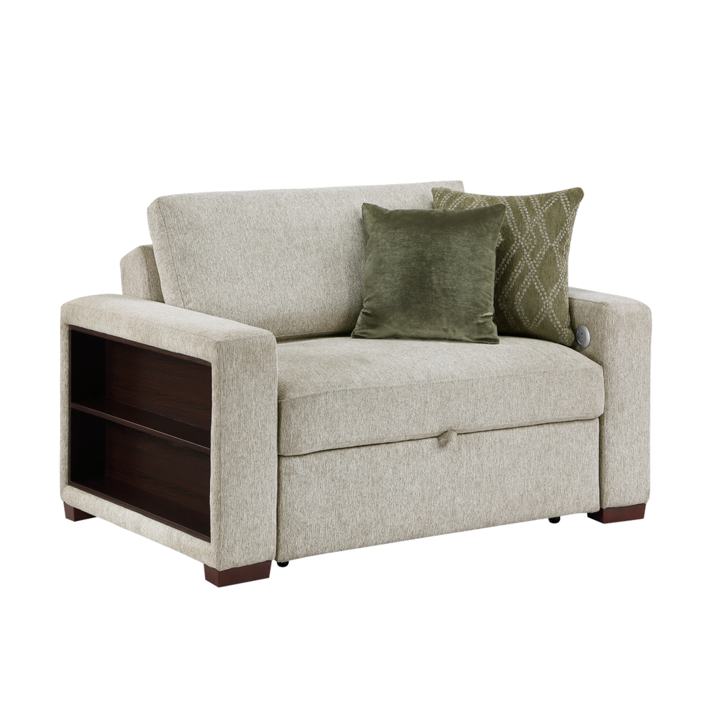 8548-215ACLA2 convertible chair and a half side view, transparent background