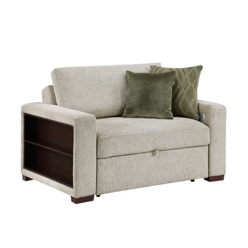 8548-215ACLA2 convertible chair and a half side view, transparent background