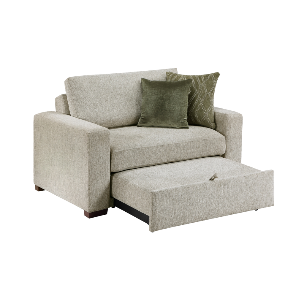 8548-215ACLA convertible chair and a half sleeper conversion view, transparent background