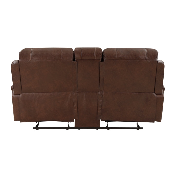 Newnan Glider Reclining Loveseat with Center Console — Brown Manual