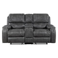 Newnan Glider Reclining Loveseat with Center Console — Gray Manual