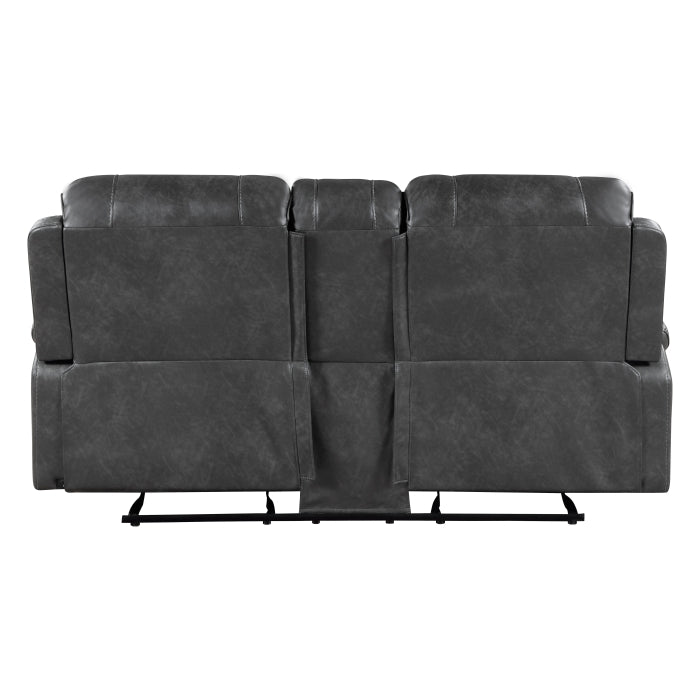 Newnan Glider Reclining Loveseat with Center Console — Gray Manual