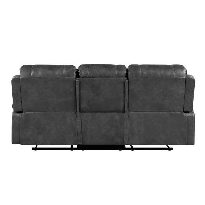 Newnan Double Reclining Sofa with Center Drop-Down Cup Holders, Receptacles and USB Ports (8549GRY-3)
