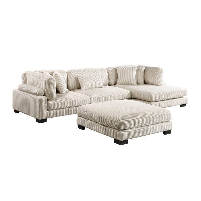 Traverse 4-Piece Modular Sectional with Reversible Chaise and Ottoman (8555BE*CRACVCOT)