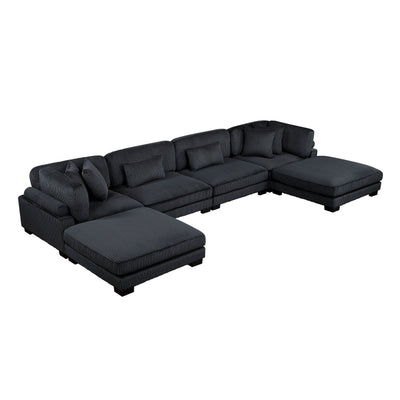 Traverse 6-Piece Modular Sectional with Ottomans (8555BK*2CR2AC2OT)