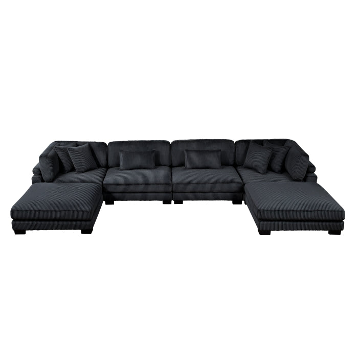 Traverse 6-Piece Modular Sectional with Ottomans (8555BK*2CR2AC2OT)