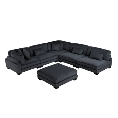 Traverse 6-Piece Modular Sectional with Ottoman (8555BK*6OT)