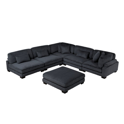 Traverse 6-Piece Modular Sectional with Ottoman (8555BK*6OT)