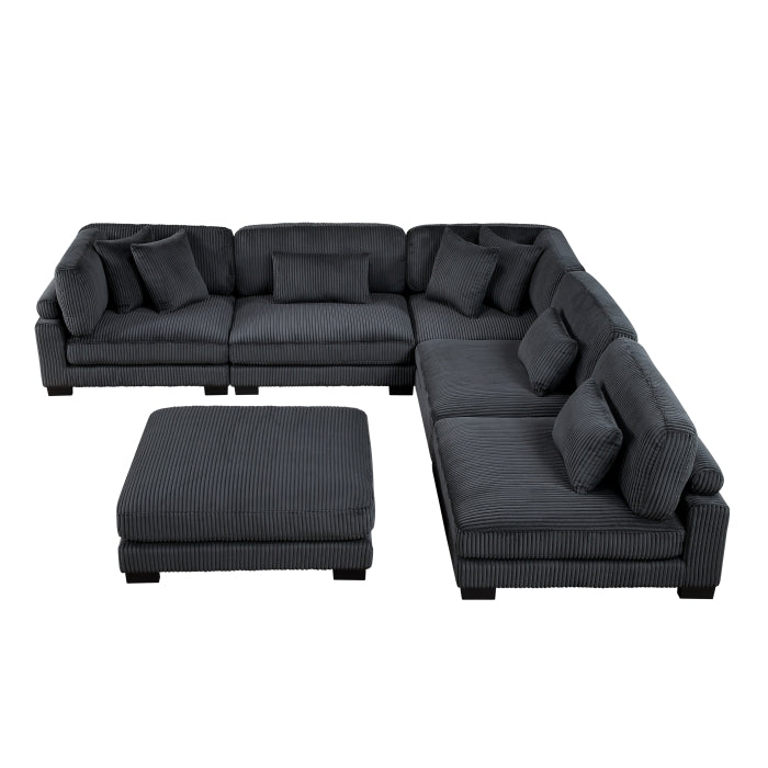 Traverse 6-Piece Modular Sectional with Ottoman (8555BK*6OT)