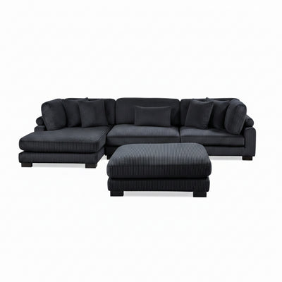 Traverse 4-Piece Modular Sectional with Reversible Chaise and Ottoman (8555BK*CRACVCOT)