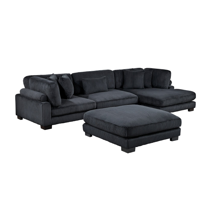 Traverse 4-Piece Modular Sectional with Reversible Chaise and Ottoman (8555BK*CRACVCOT)