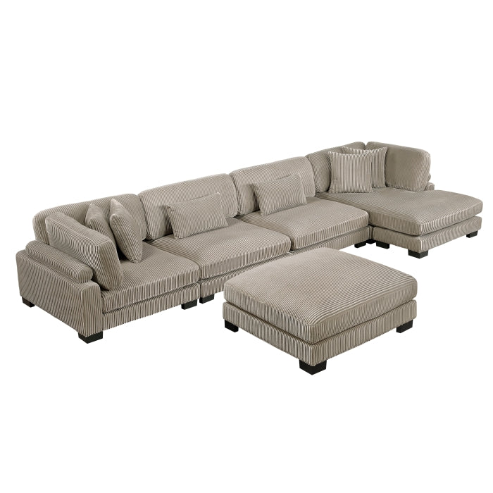 Traverse 5-Piece Modular Sectional with Reversible Chaise and Ottoman (8555GB*CR2ACVCOT)