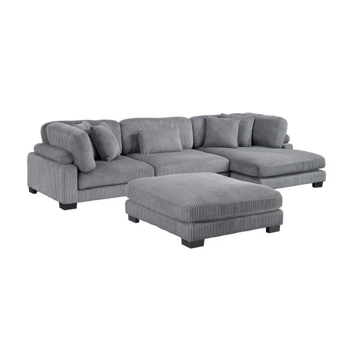 Traverse 4-Piece Modular Sectional with Reversible Chaise and Ottoman (8555GY*CRACVCOT)