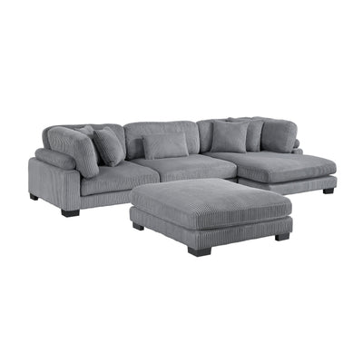 Traverse 4-Piece Modular Sectional with Reversible Chaise and Ottoman (8555GY*CRACVCOT)