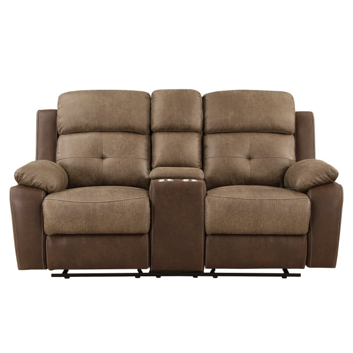 Glendale Double Glider Reclining Love Seat with Center Console
