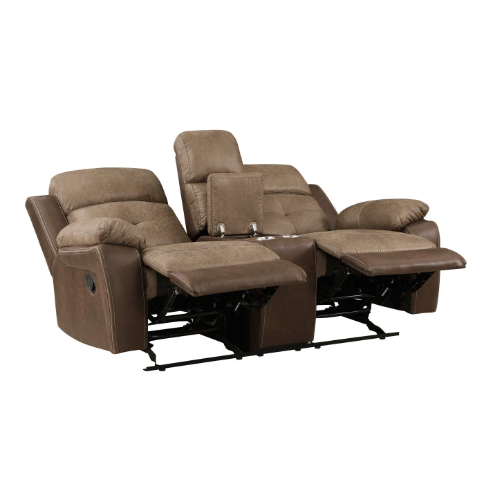 Glendale Double Glider Reclining Love Seat with Center Console