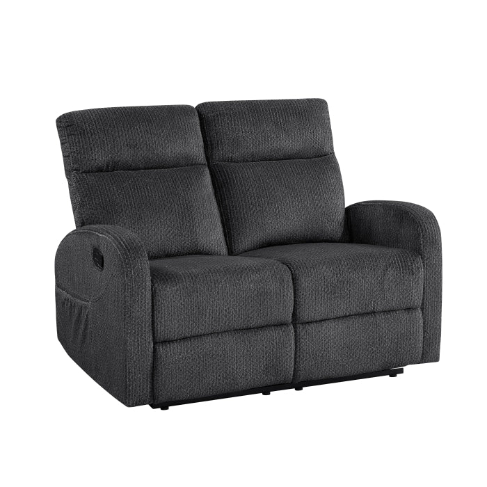 Allen Reclining Loveseat with Center Console — Dark gray Manual