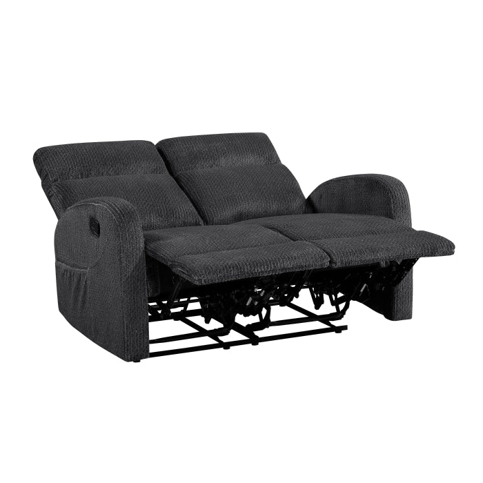 Allen Reclining Loveseat with Center Console — Dark gray Manual