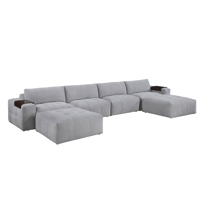 9155GY*61L1R2OT 6-Piece Modular Sectional with Two Ottomans