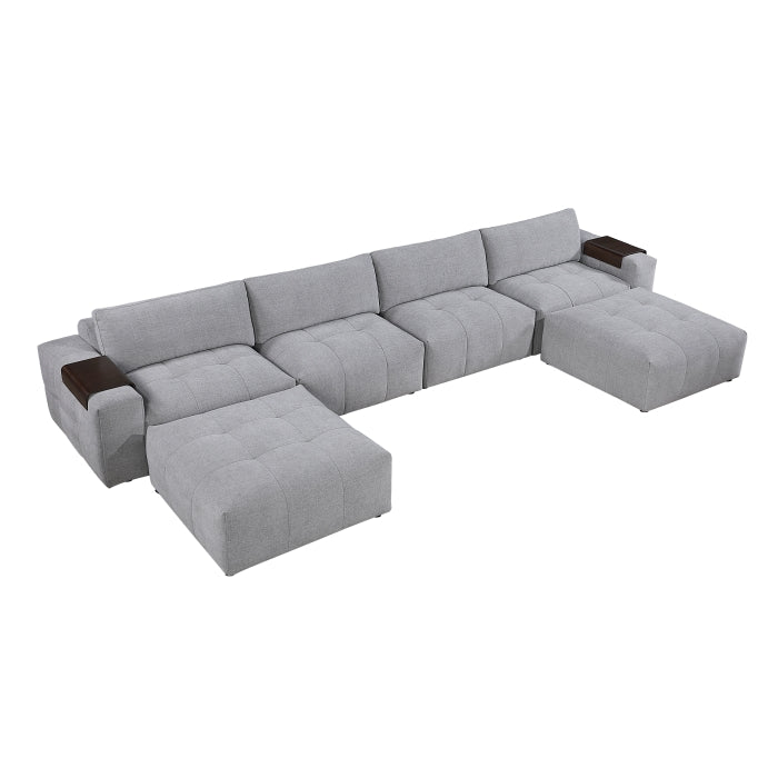 9155GY*61L1R2OT 6-Piece Modular Sectional with Two Ottomans