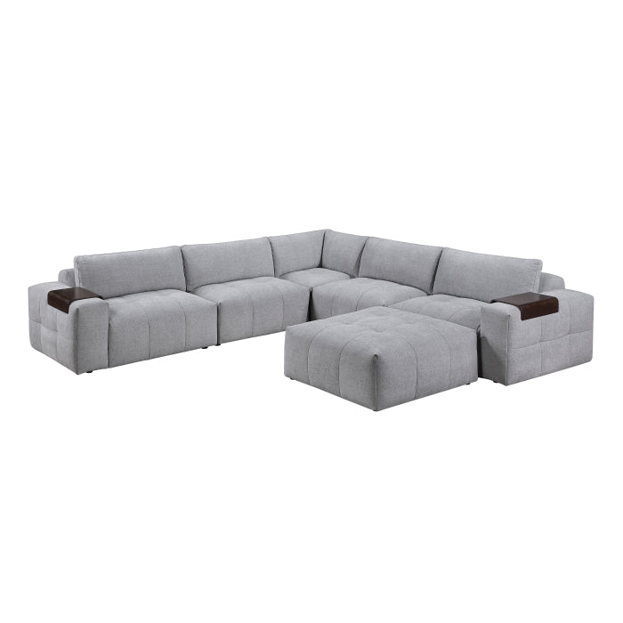 9155GY*61L1ROT 6-Piece Modular Sectional with Ottoman