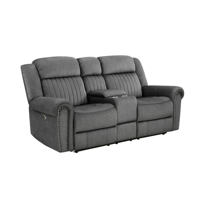 Brennen Reclining Loveseat — Charcoal Power