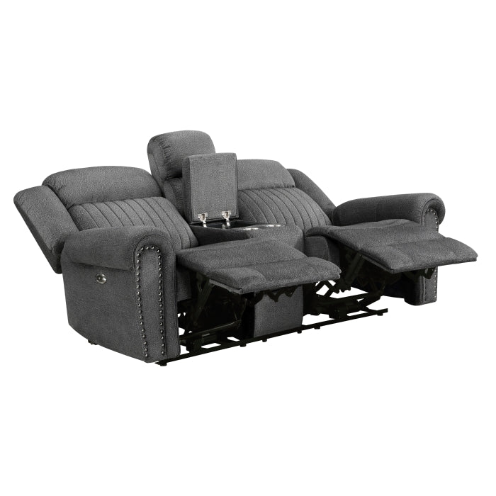 Brennen Reclining Loveseat — Charcoal Power