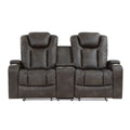 Power Double Reclining Love Seat with Center Console, Power Headrests, Storage Arms and Cup Holders - Tabor - HD product view