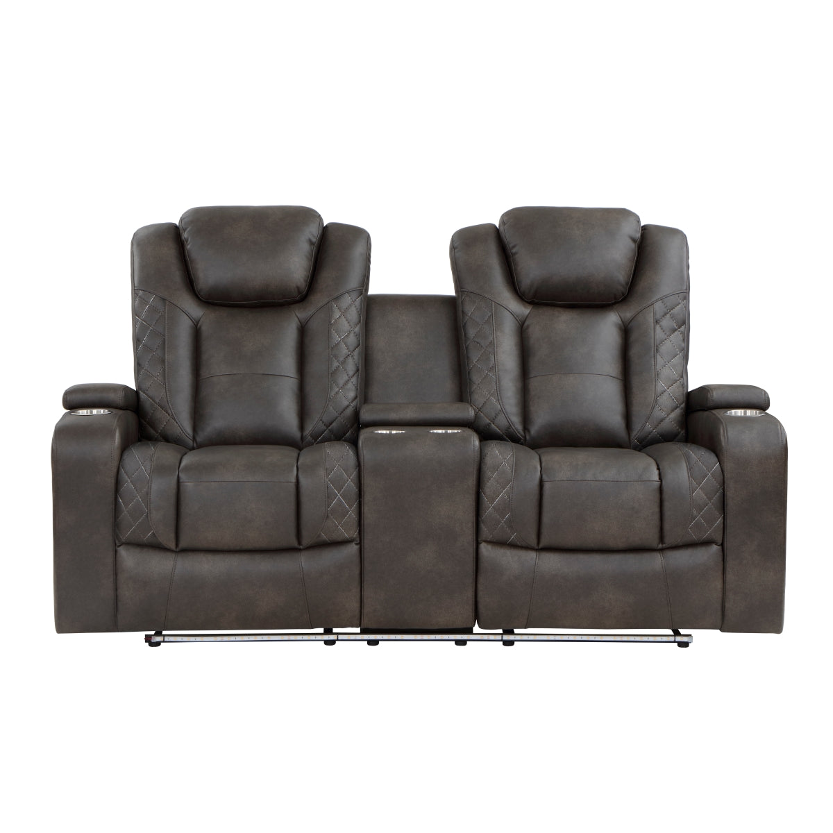Power Double Reclining Love Seat with Center Console, Power Headrests, Storage Arms and Cup Holders - Tabor - HD product view