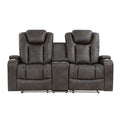 Power Double Reclining Love Seat with Center Console, Power Headrests, Storage Arms and Cup Holders - Tabor - front product view
