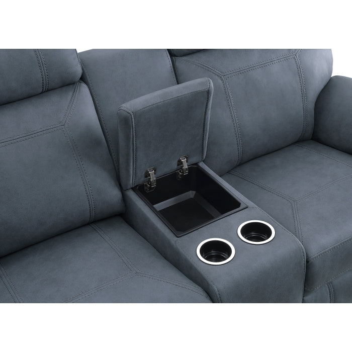 Clifton Glider Reclining Loveseat with Center Console — Blue Manual