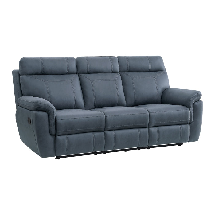 Clifton Double Reclining Sofa with Center Drop-Down Cup Holders (9301BUE-3)
