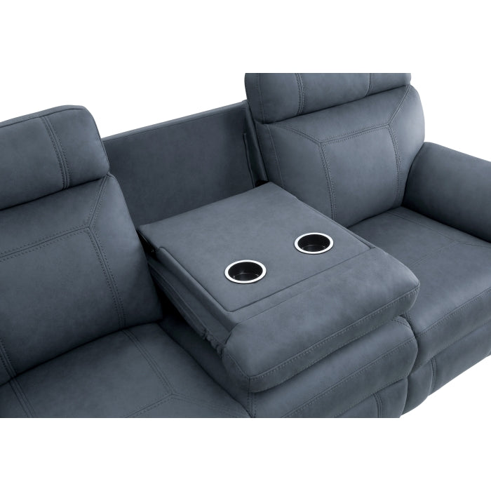 Clifton Double Reclining Sofa with Center Drop-Down Cup Holders (9301BUE-3)
