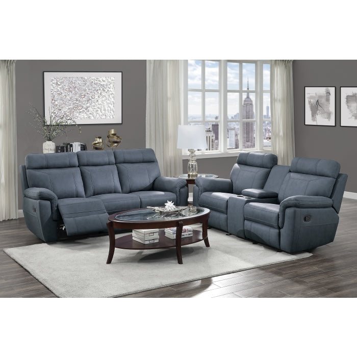 Clifton Double Reclining Sofa with Center Drop-Down Cup Holders (9301BUE-3)