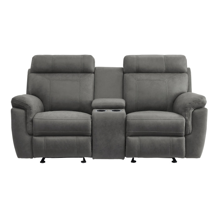 Clifton Glider Reclining Loveseat with Center Console — Pewter Manual